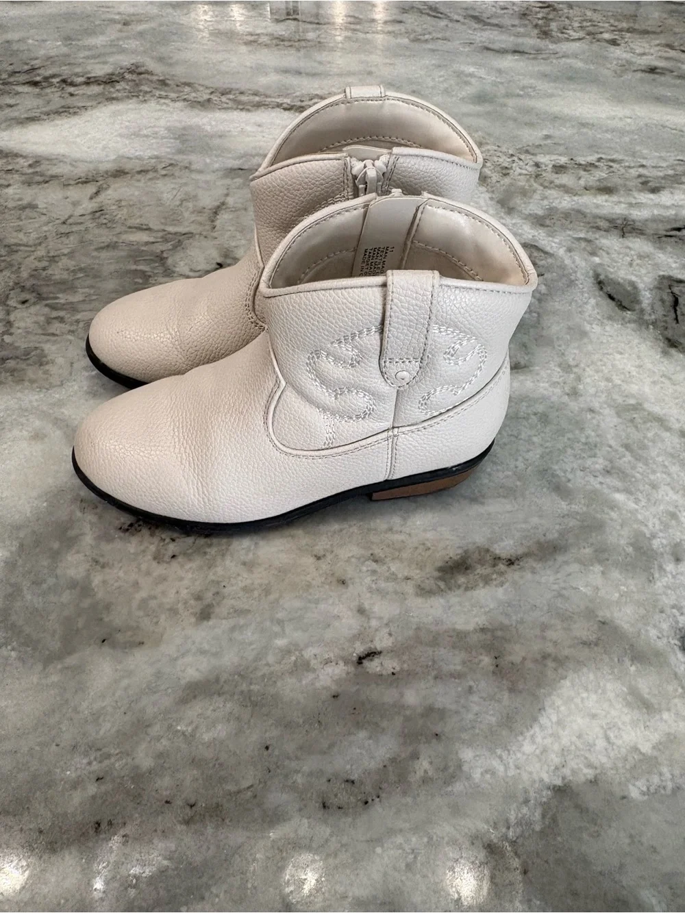 Toddler Girl Cat & Jack Cream Ankle Booties Side-Zip Chelsea Sz 11